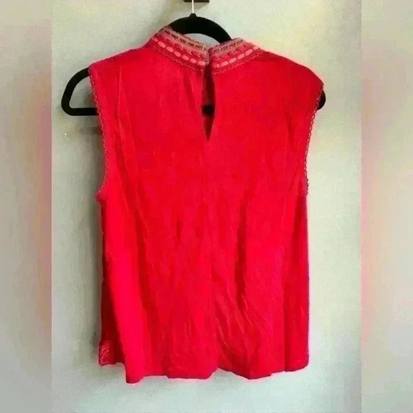 Anthro Bl-nk London Red & Pink Sleeveless Scallop Embroidered Blouse Top M - Picture 5 of 5